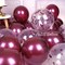 Party Balloons Pack of 42 - Metallic Burgundy Balloons and Confetti Latex Helium Balloons With 64ft Ribbons - 12 Inch Mroon Chrome Balloon Decoration Set